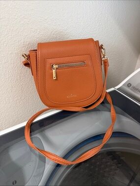 K. Lenzie Orange Pebbled Crossbody Saddle Bag
